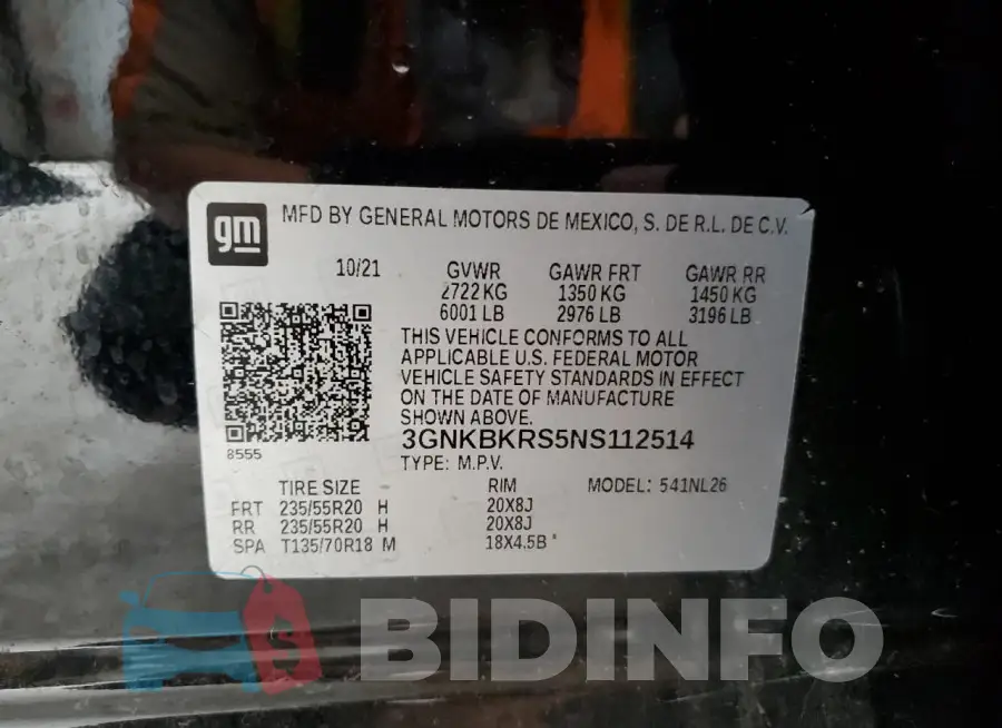 3GNKBKRS5NS112514 Photo# 13