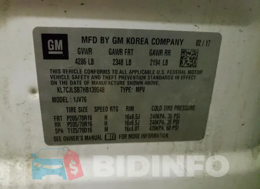 KL7CJLSB7HB139548 Photo# 12