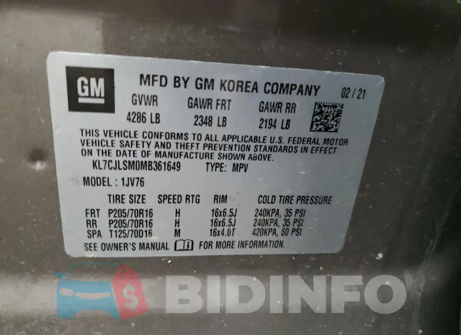 KL7CJLSM0MB361649 Photo# 13