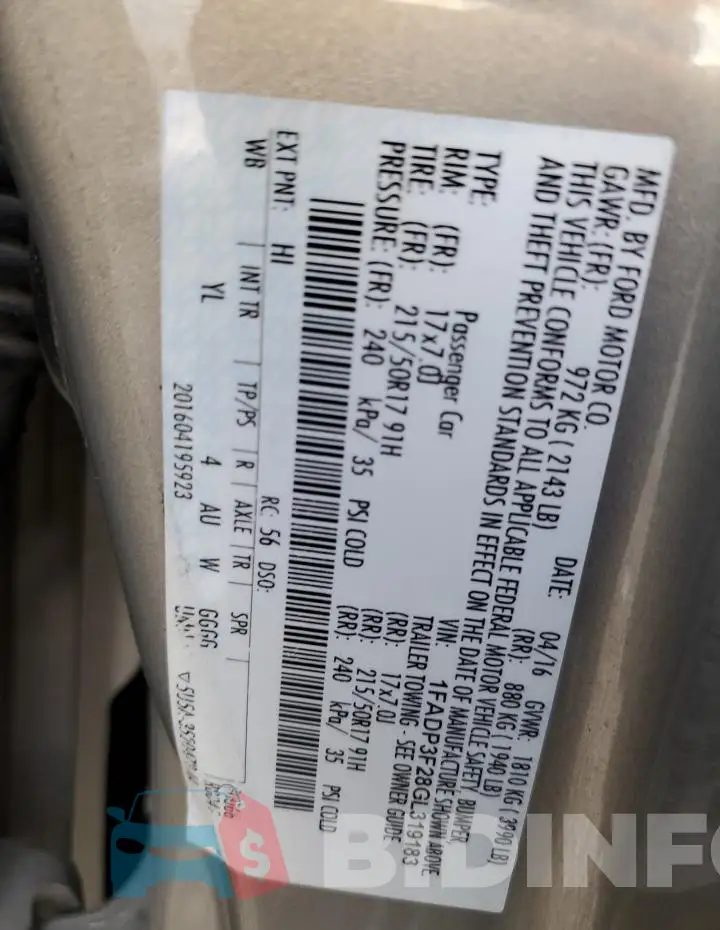 1FADP3F28GL319183 Photo# 12