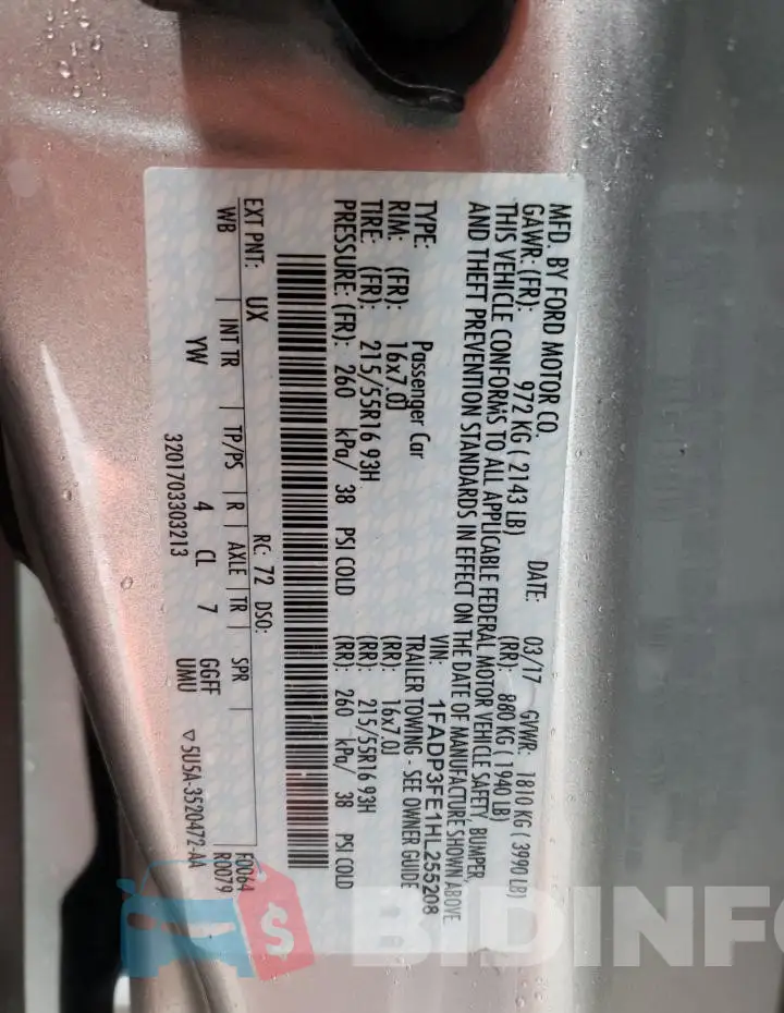 1FADP3FE1HL255208 Photo# 12