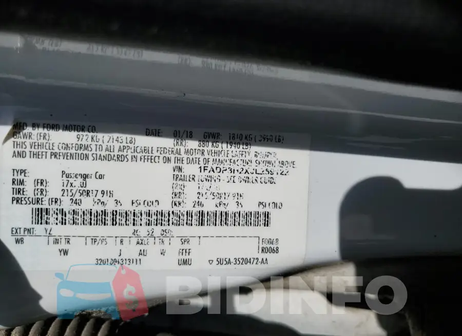 1FADP3H2XJL259122 Photo# 13