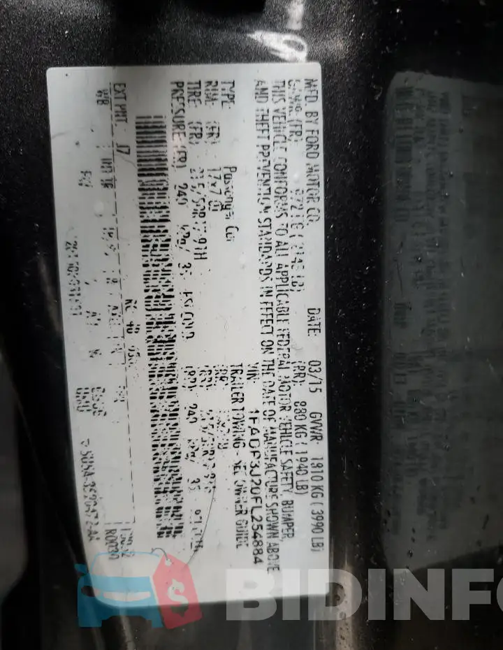 1FADP3J20FL254884 Photo# 13