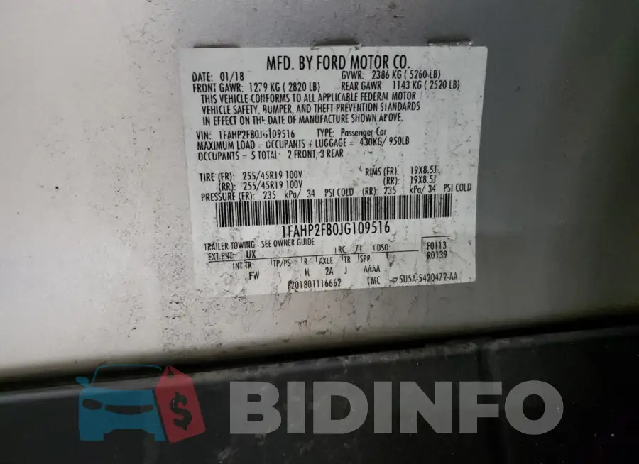 1FAHP2F80JG109516 Photo# 13