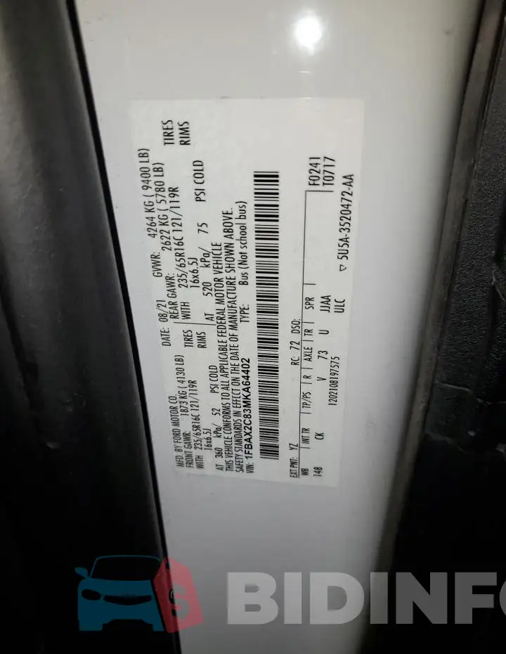 1FBAX2C83MKA64402 Photo# 13