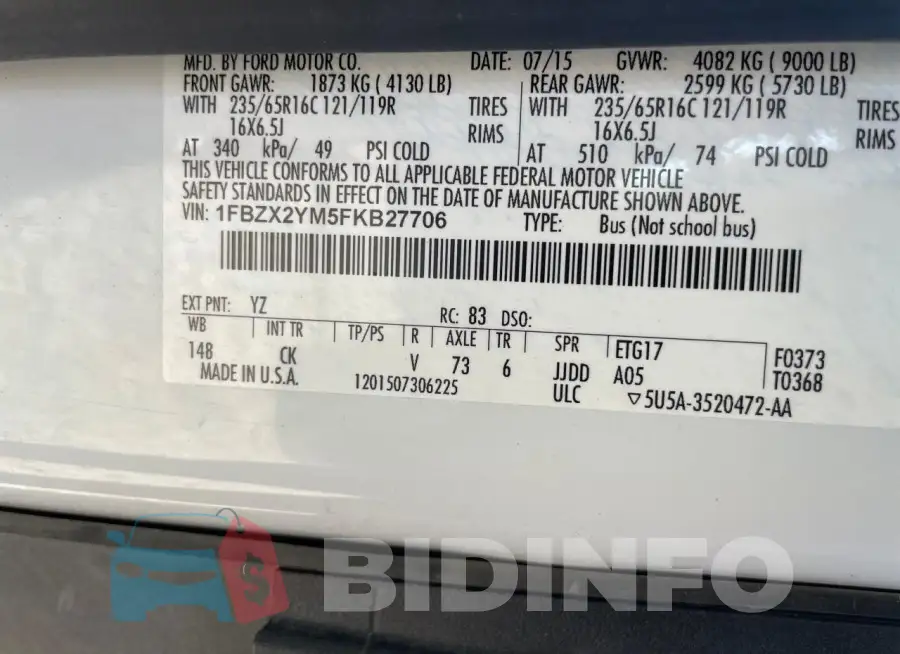 1FBZX2YM5FKB27706 Photo# 10