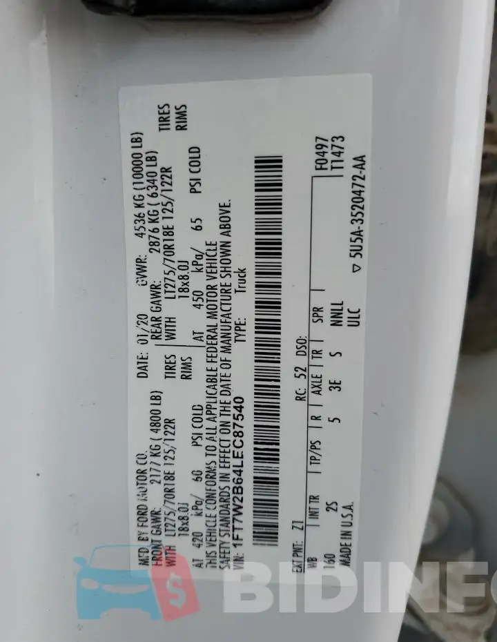 1FT7W2B64LEC87540 Photo# 12