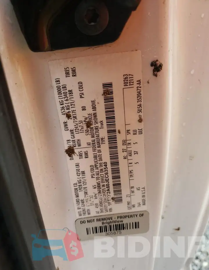 1FT7X2A60JEC63540 Photo# 12