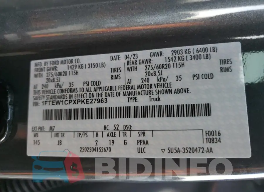 1FTEW1CPXPKE27963 Photo# 12