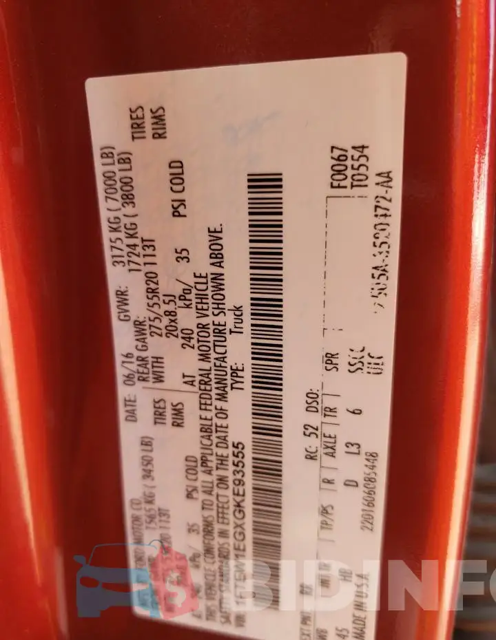 1FTEW1EGXGKE93555 Photo# 12
