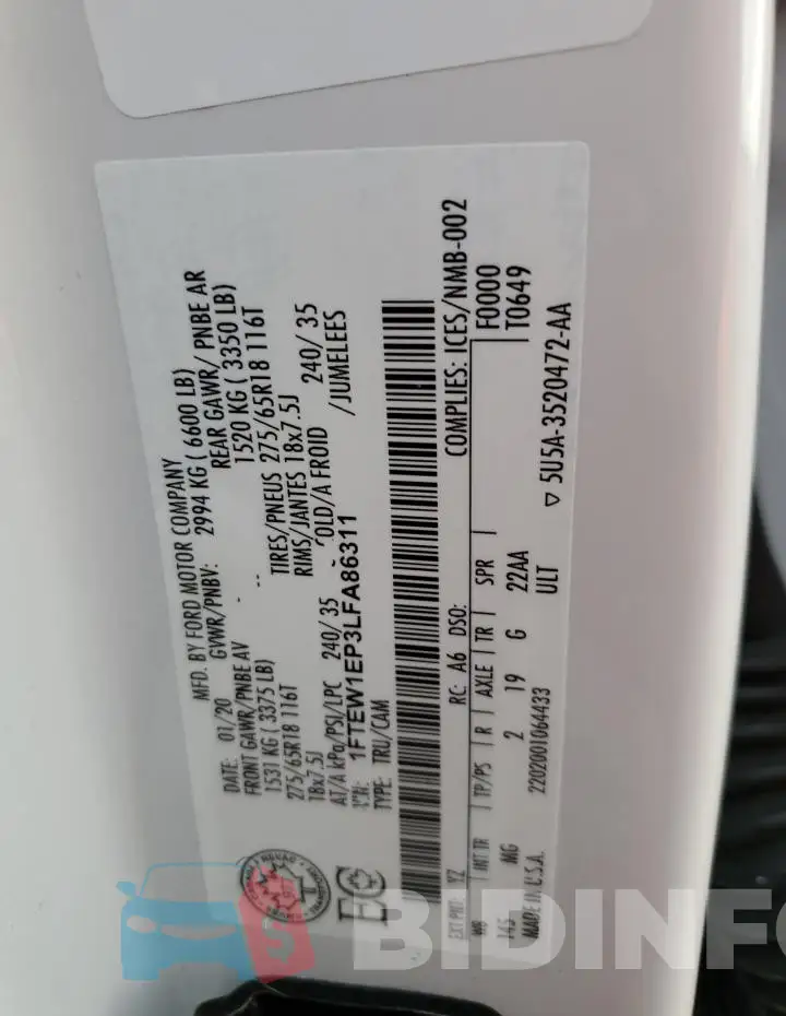 1FTEW1EP3LFA86311 Photo# 13