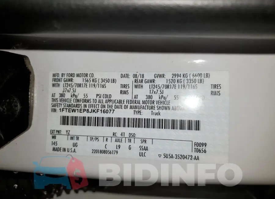 1FTEW1EP8JKF16077 Photo# 12