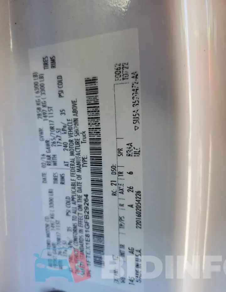 1FTEX1E81GFB29264 Photo# 12