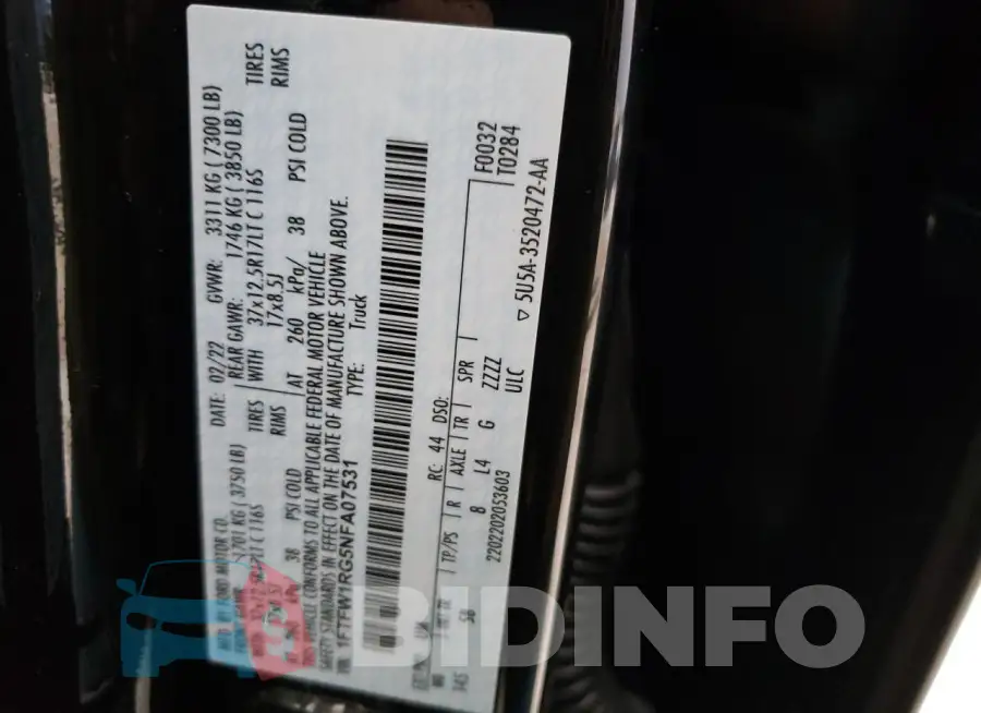 1FTFW1RG5NFA07531 Photo# 13