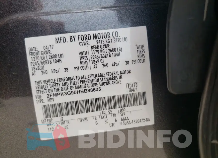 2FMPK3G90HBB88605 Photo# 13