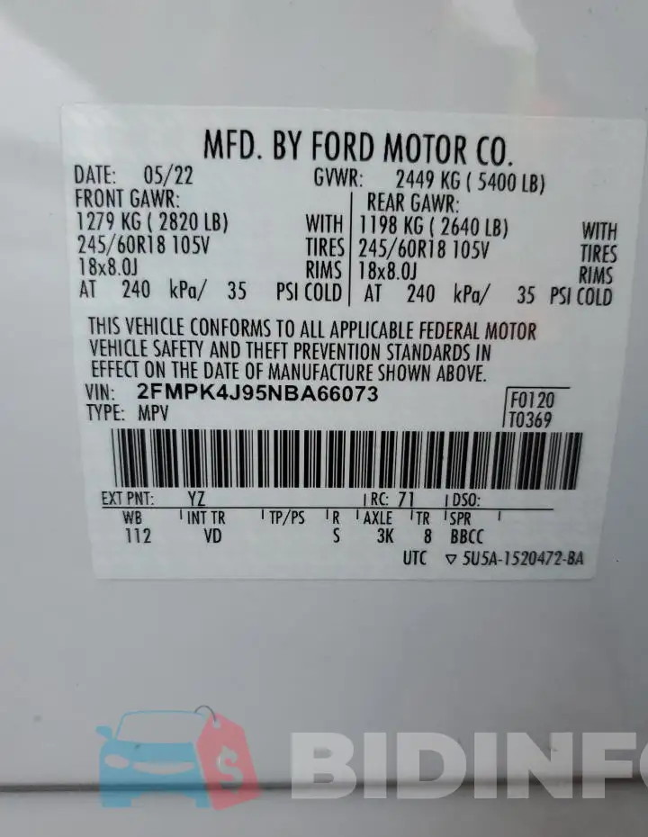 2FMPK4J95NBA66073 Photo# 13