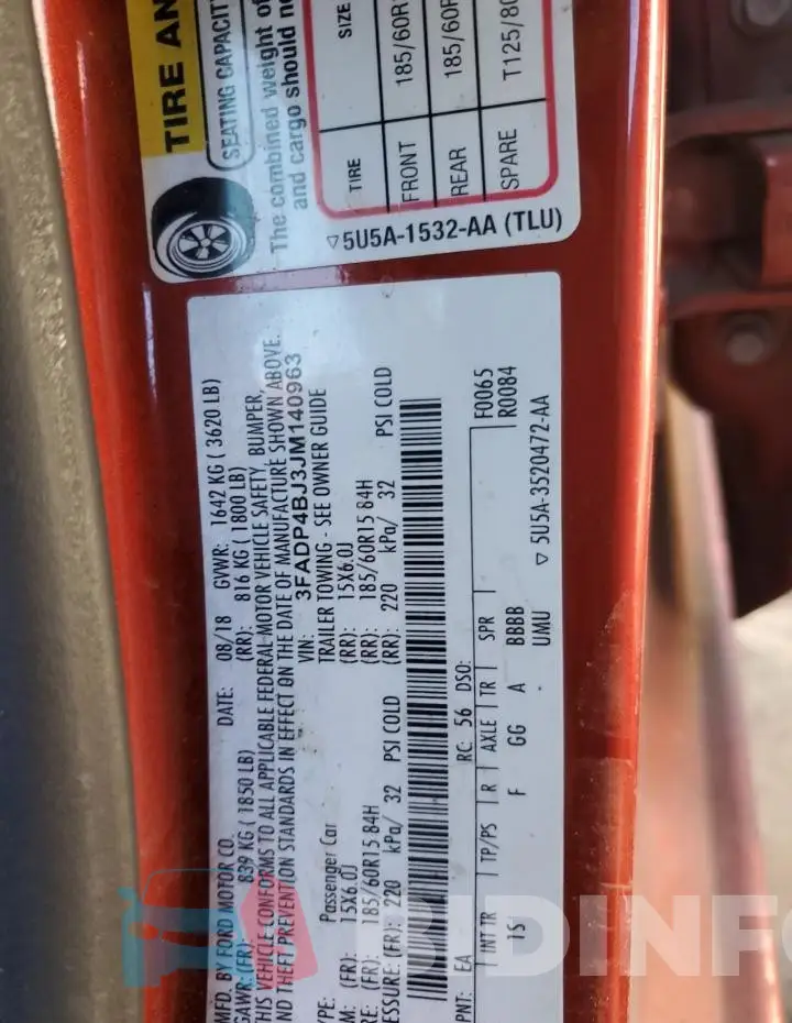 3FADP4BJ3JM140963 Photo# 13
