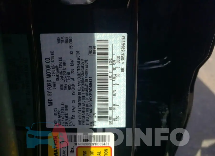 3FMCR9D9XPRD89431 Photo# 13