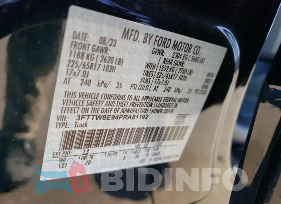 3FTTW8E94PRA81192 Photo# 13
