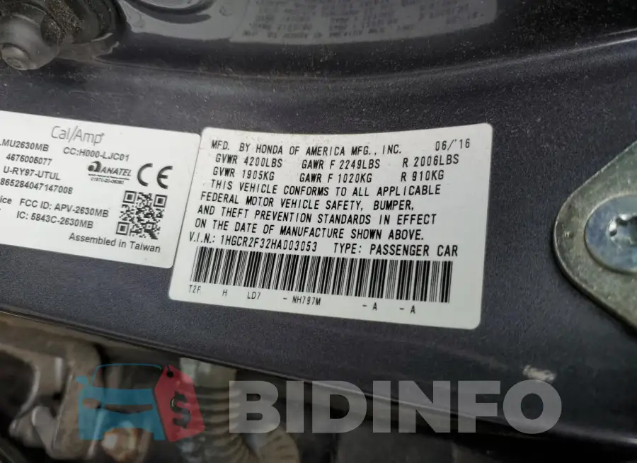 1HGCR2F32HA003053 Photo# 12