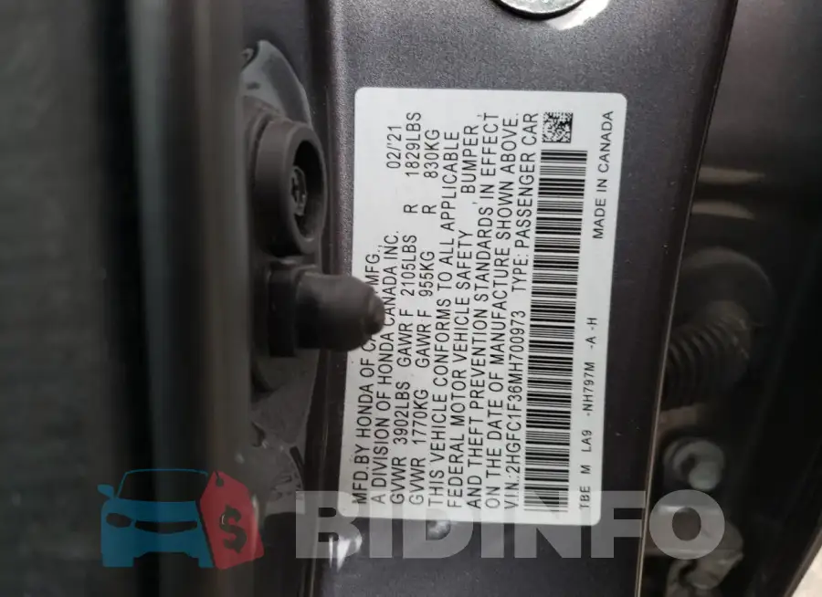 2HGFC1F36MH700973 Photo# 12