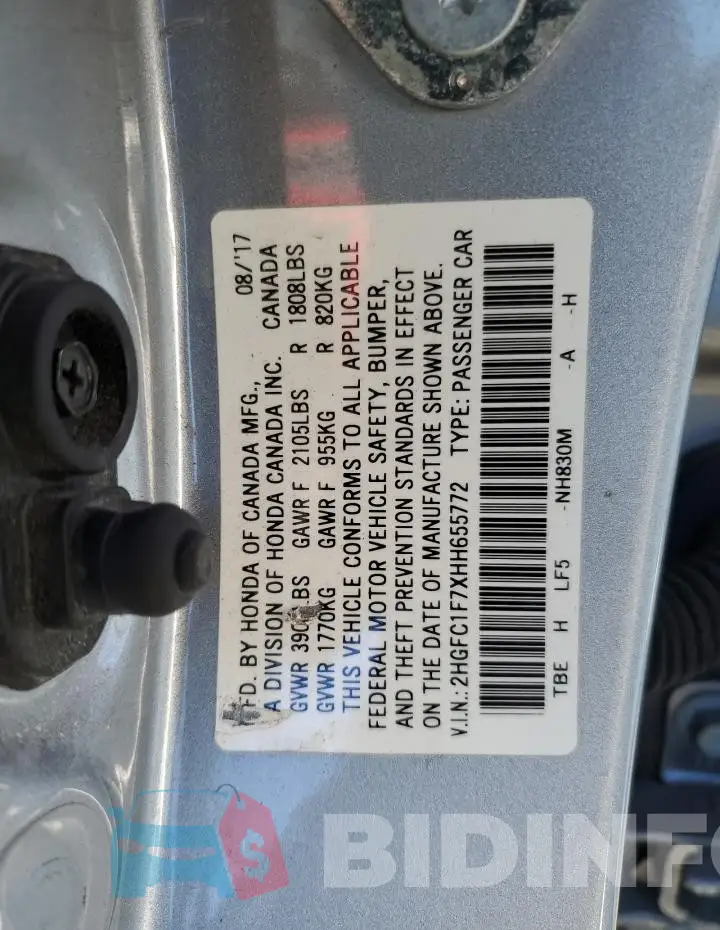 2HGFC1F7XHH655772 Photo# 12