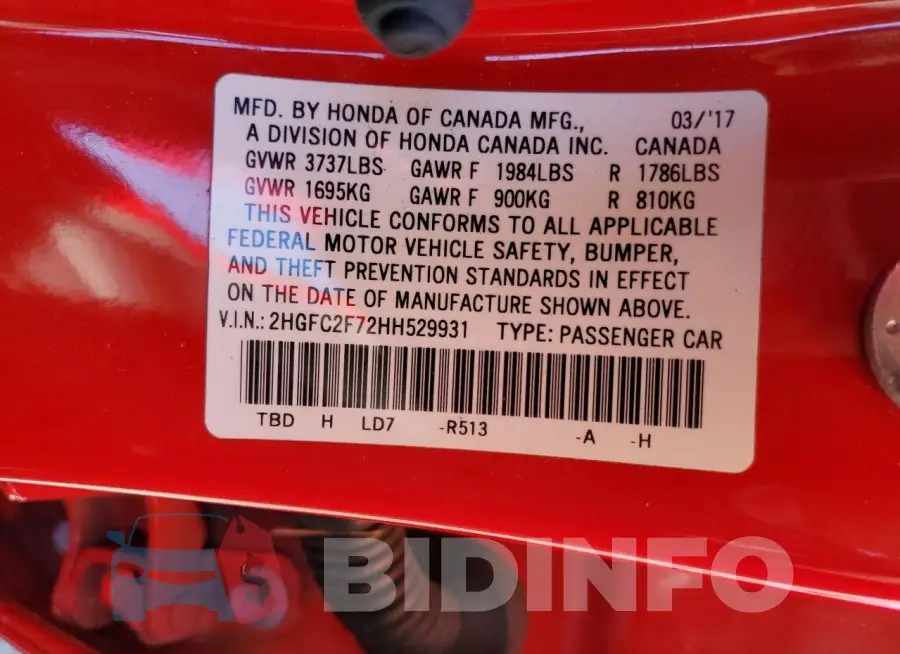 2HGFC2F72HH529931 Photo# 12