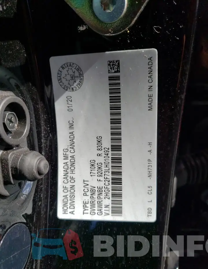 2HGFC2F73LH010492 Photo# 12