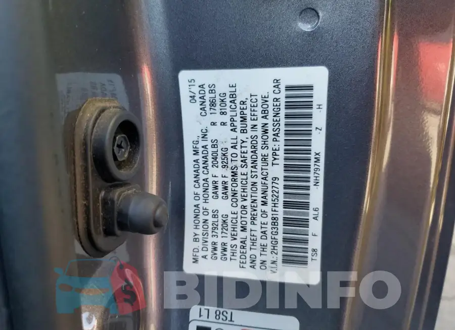 2HGFG3B81FH522779 Photo# 13