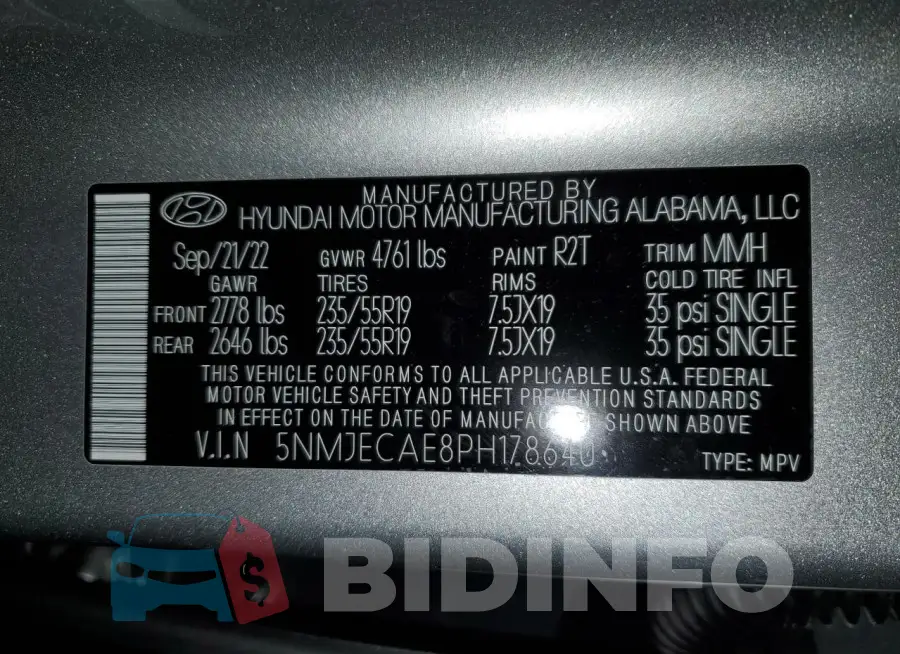 5NMJECAE8PH178640 Photo# 13