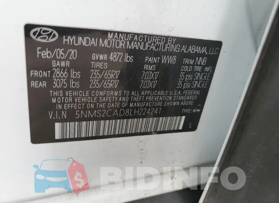 5NMS2CAD8LH224241 Photo# 12