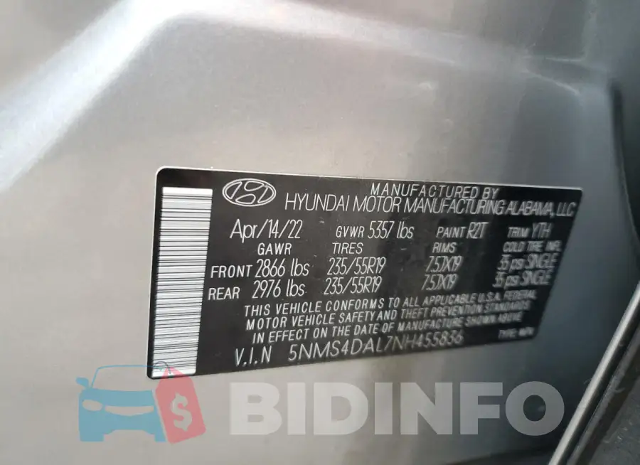 5NMS4DAL7NH455836 Photo# 14