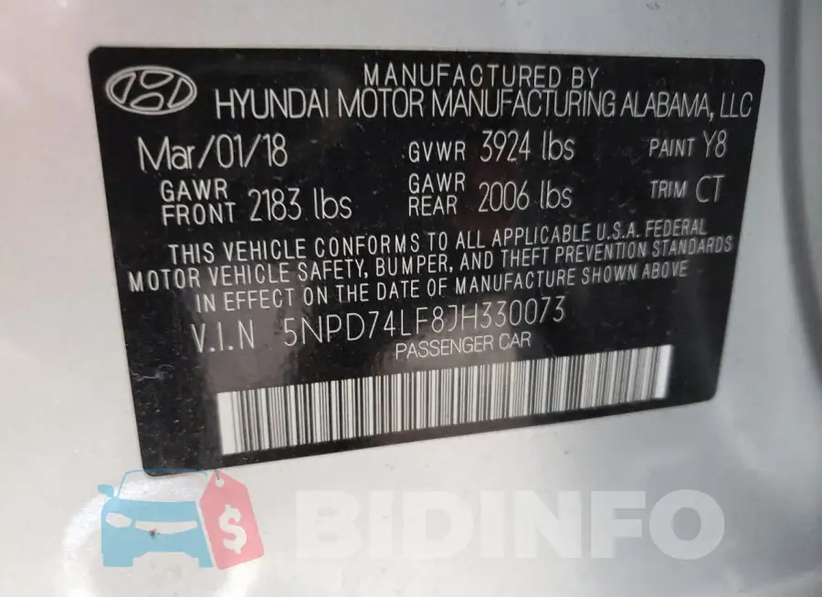 5NPD74LF8JH330073 Photo# 12