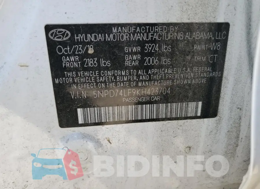 5NPD74LF9KH423704 Photo# 13