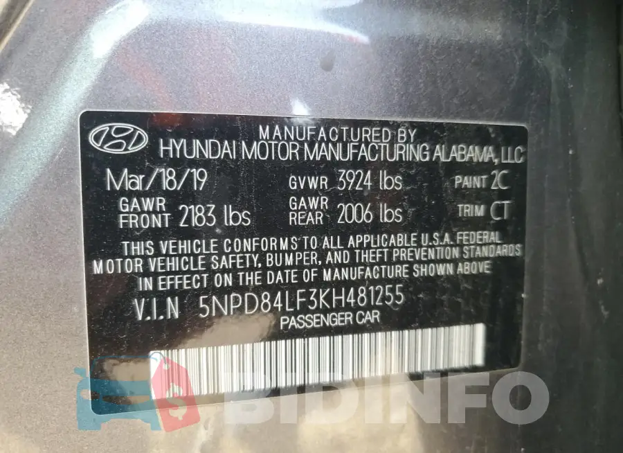 5NPD84LF3KH481255 Photo# 12
