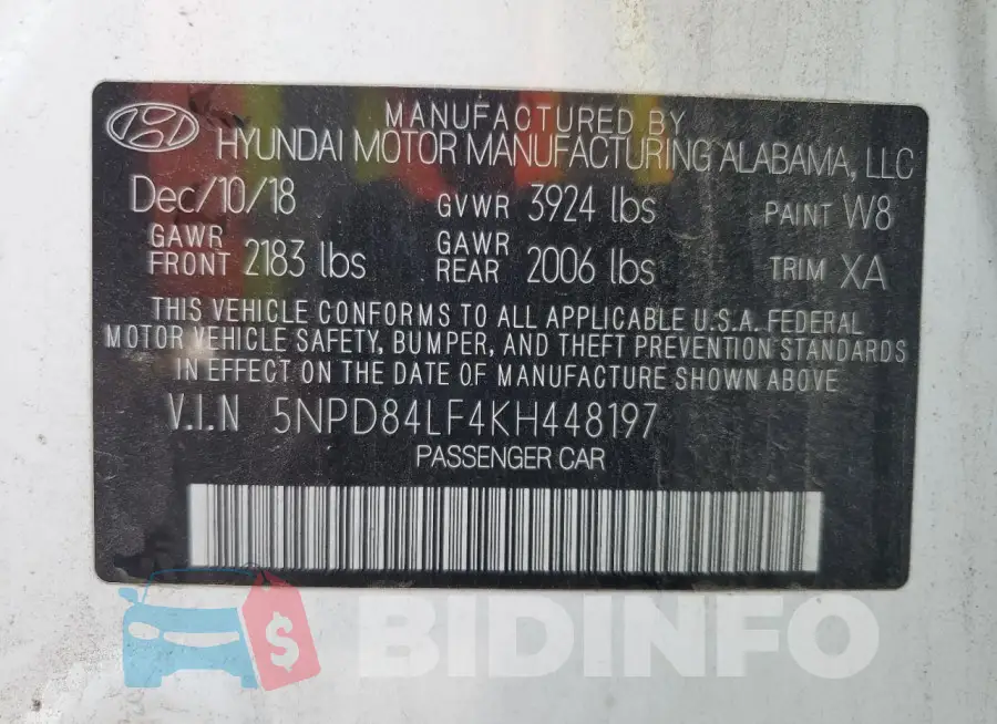 5NPD84LF4KH448197 Photo# 12