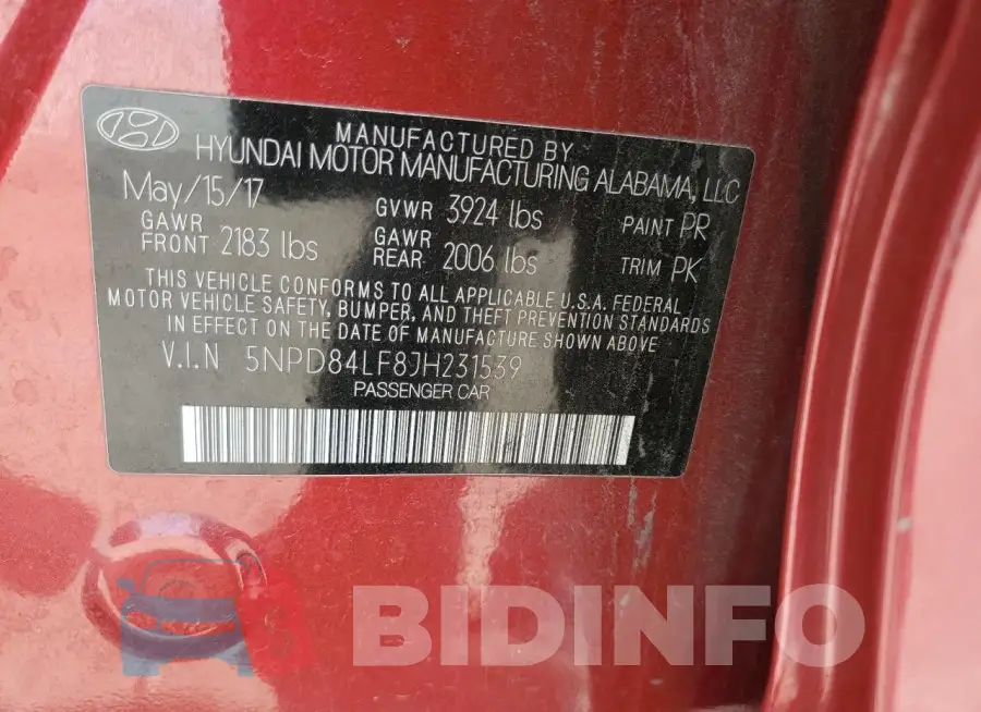 5NPD84LF8JH231539 Photo# 12
