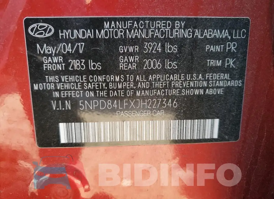 5NPD84LFXJH227346 Photo# 12