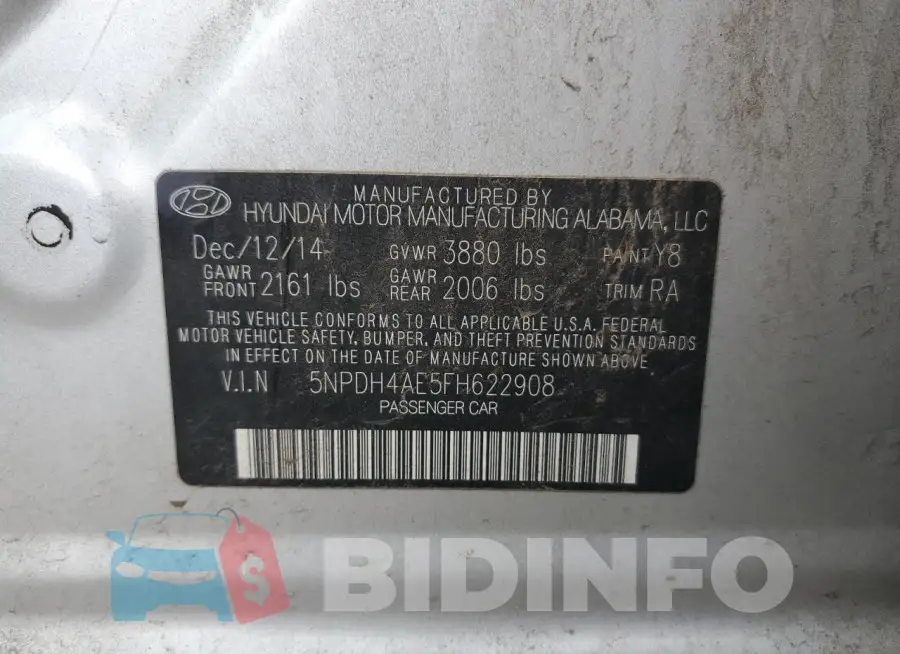 5NPDH4AE5FH622908 Photo# 12