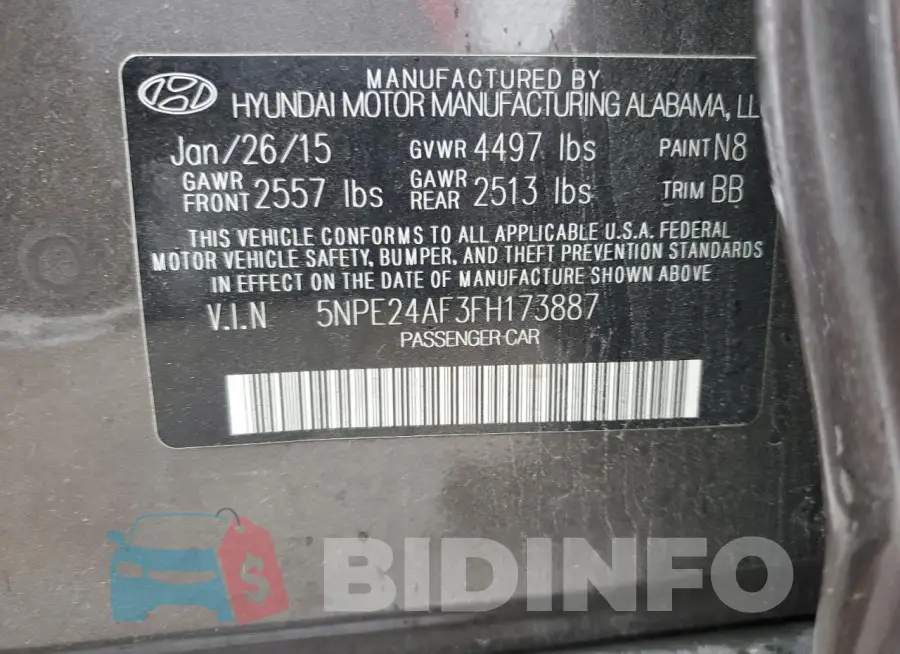 5NPE24AF3FH173887 Photo# 12