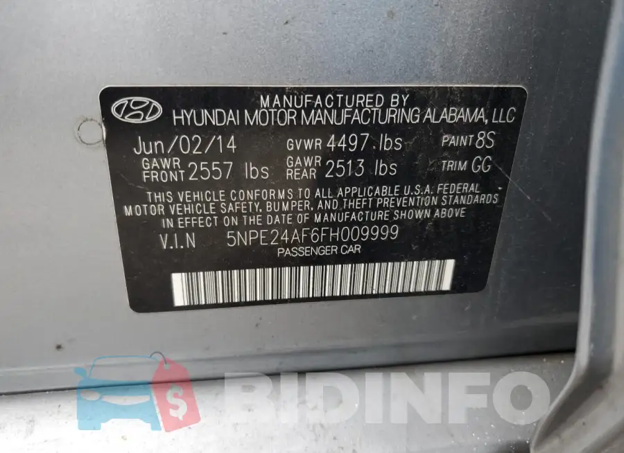 5NPE24AF6FH009999 Photo# 13