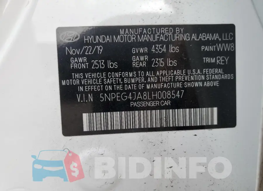 5NPEG4JA8LH008547 Photo# 12