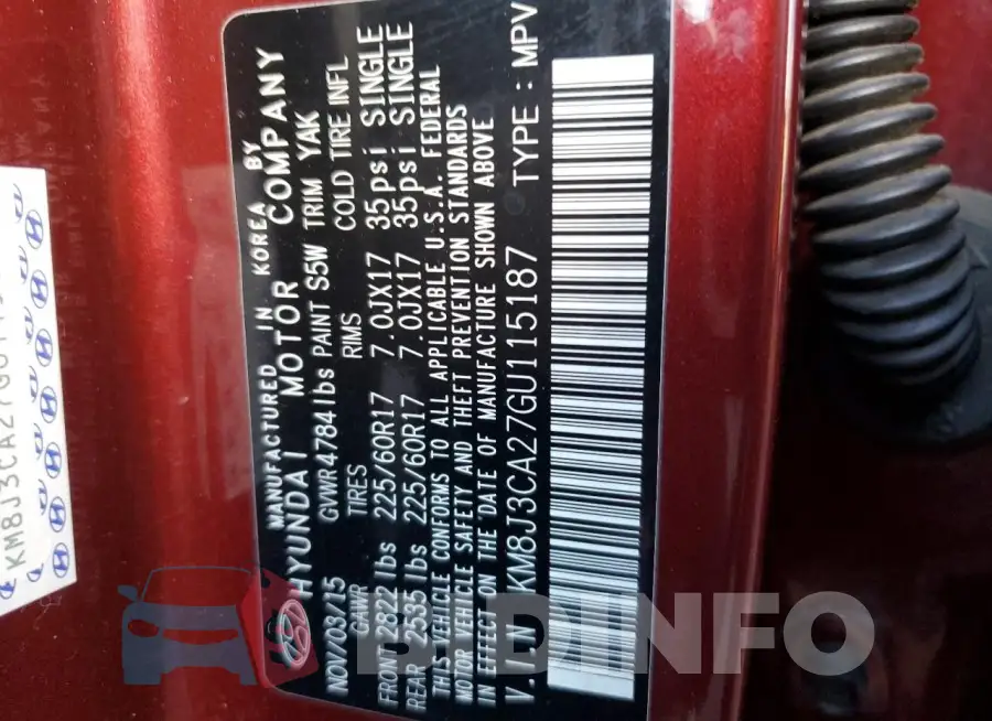 KM8J3CA27GU115187 Photo# 12