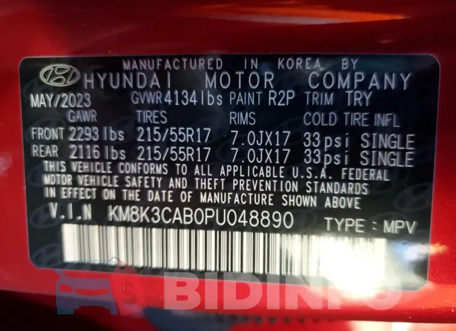 KM8K3CAB0PU048890 Photo# 14