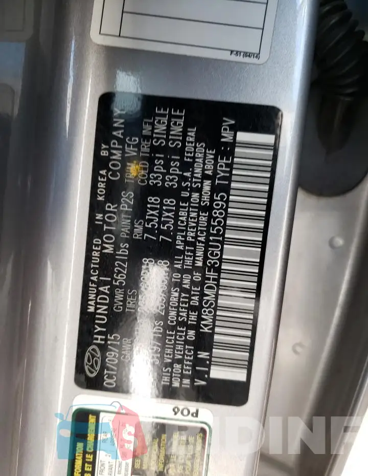 KM8SMDHF3GU155895 Photo# 12