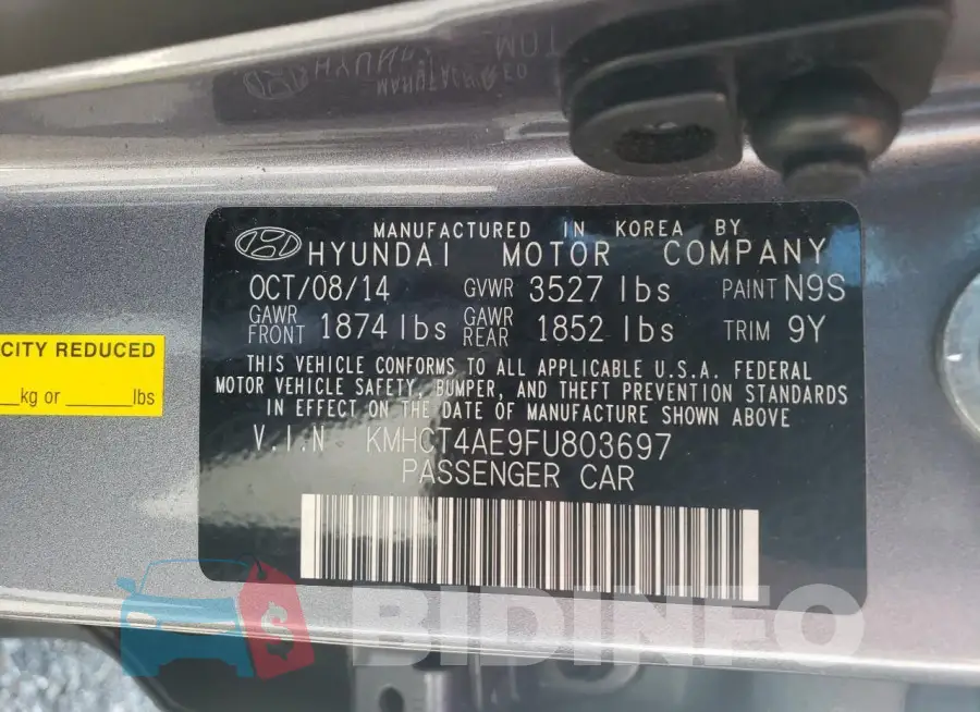 KMHCT4AE9FU803697 Photo# 13