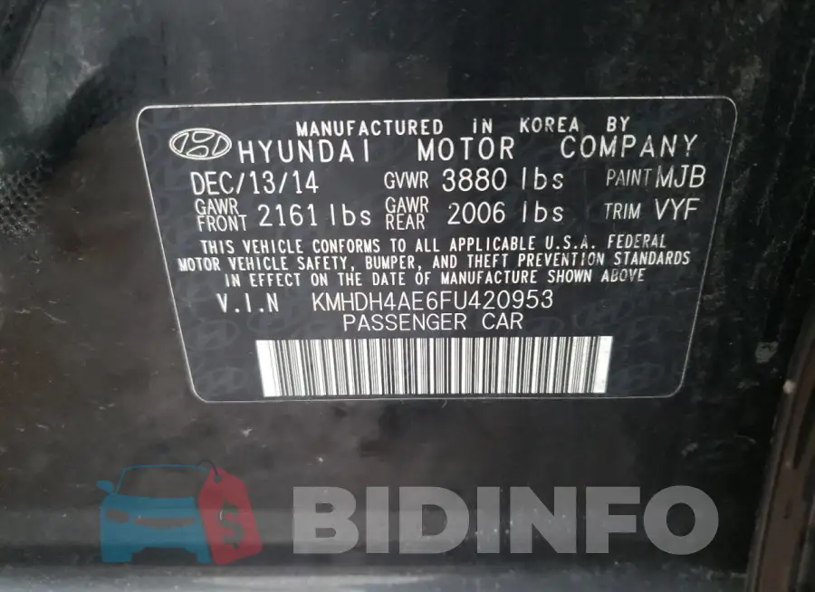 KMHDH4AE6FU420953 Photo# 12