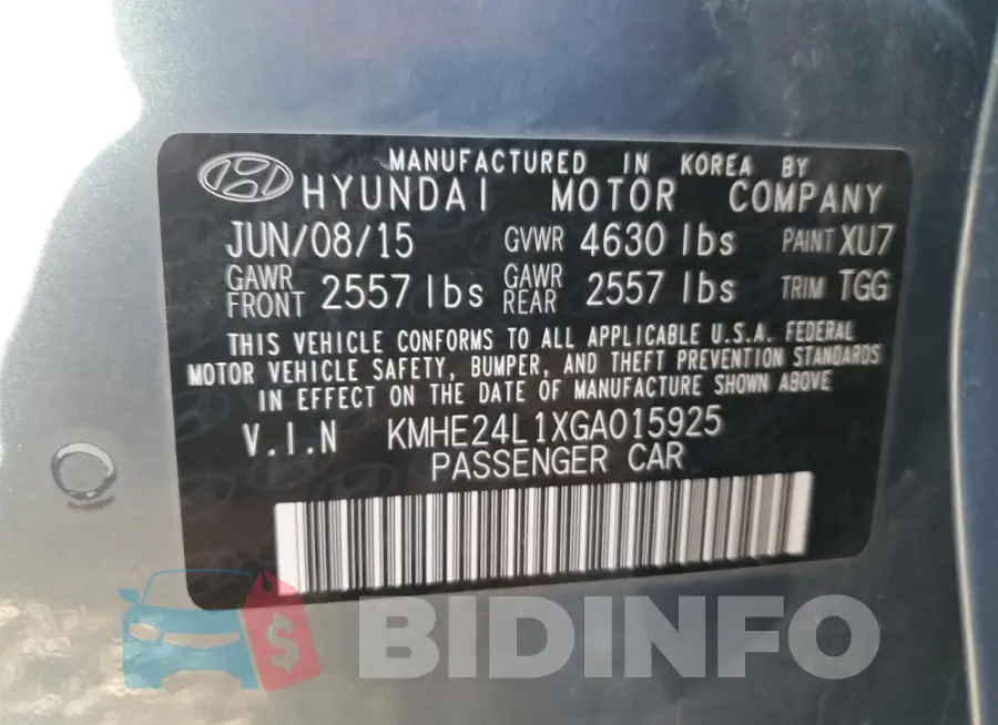 KMHE24L1XGA015925 Photo# 12