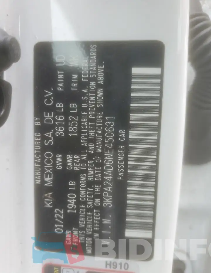 3KPA24AD6NE450631 Photo# 13