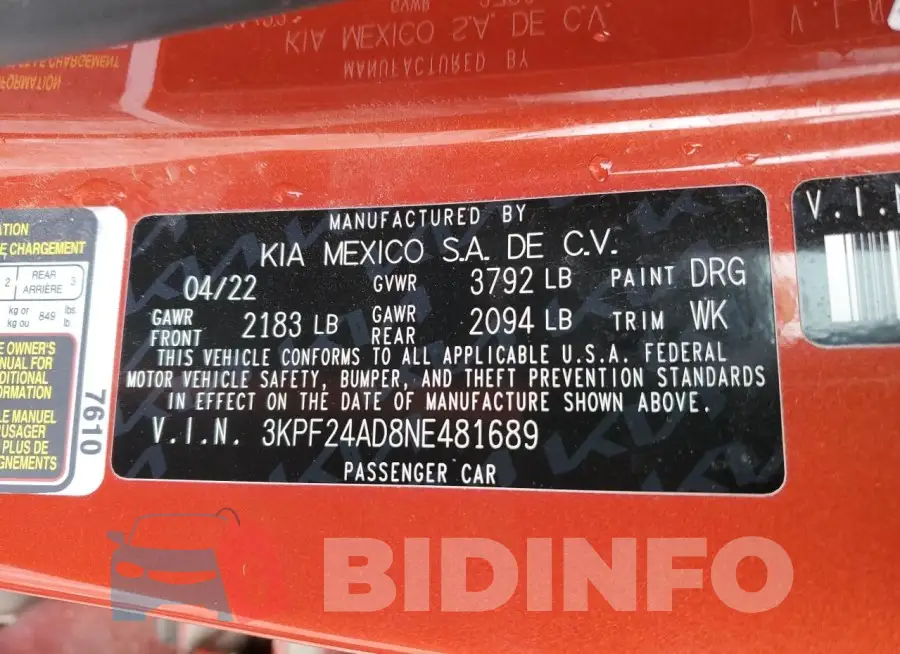 3KPF24AD8NE481689 Photo# 13